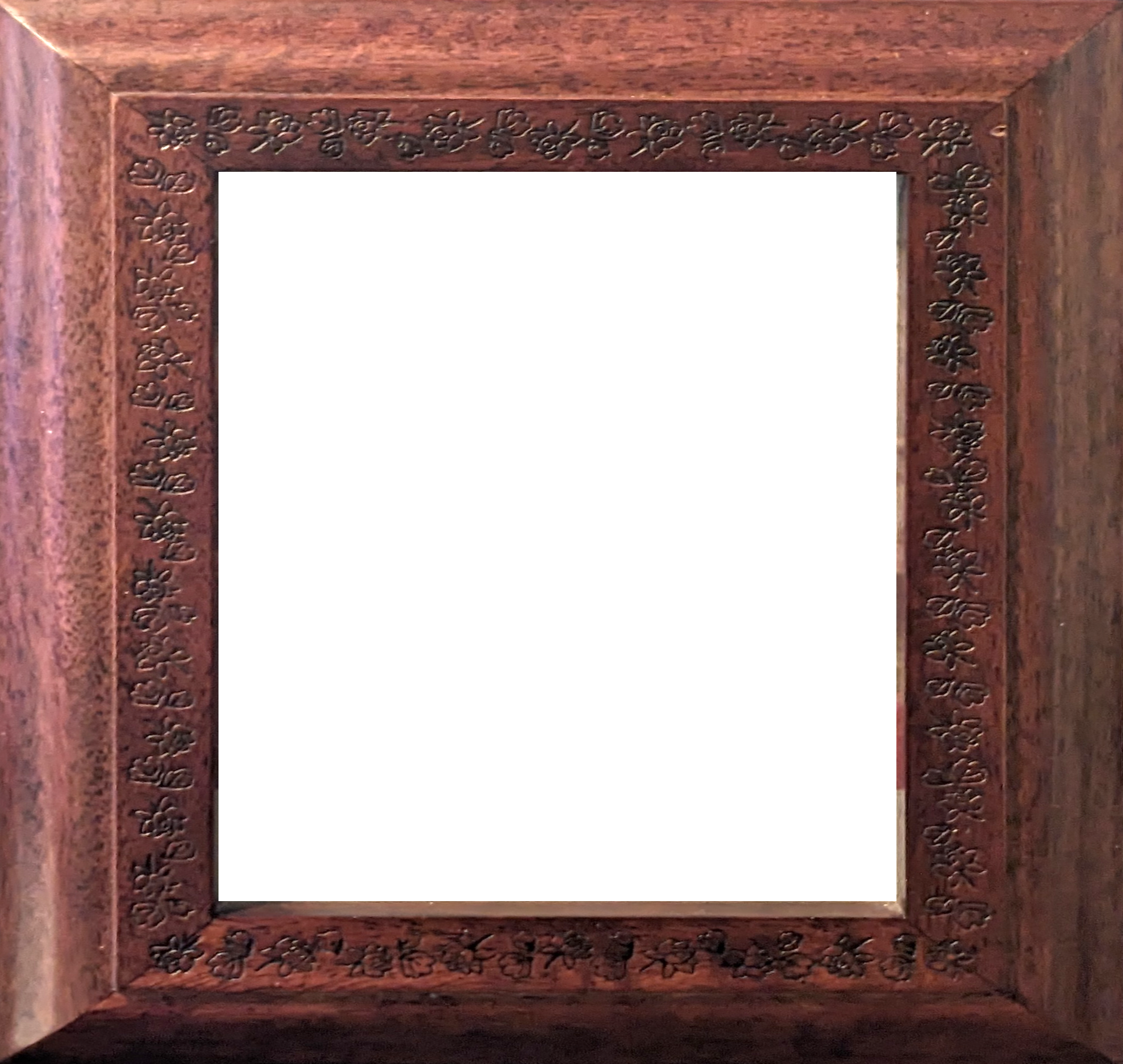 Framed photograph of a person in their late 20's, whose gender is a mystery and whose race might also be to you (it is white and east asian). They are standing beneath a brilliant flame-red japanese maple which filters red gems onto their body and engulfs the frizz on their curly hair that is longer than they'd like. They are wearing pink sunglasses and their favorite blue sleeveless dress printed with illustrated flowers, and their face makes it obvious that they love the person taking the photo. This text is repeated visibly underneath this image.